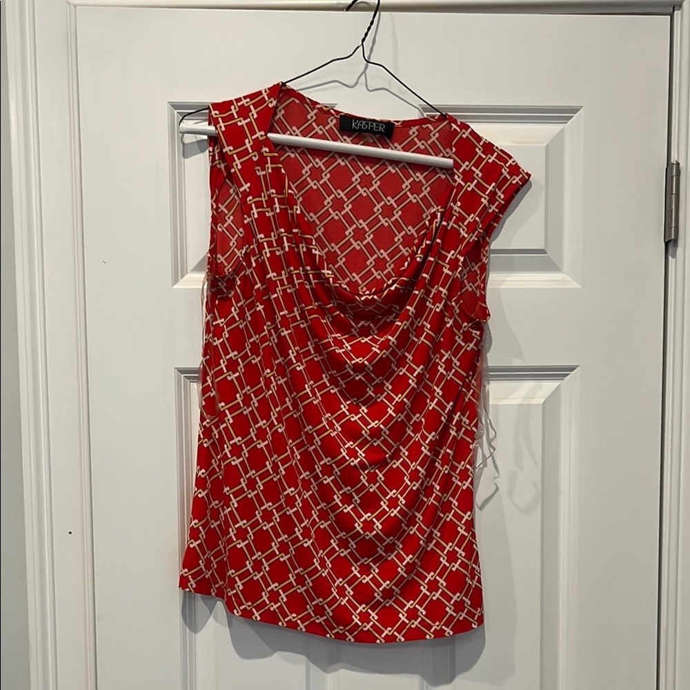 Kasper Red Ruched Blouse